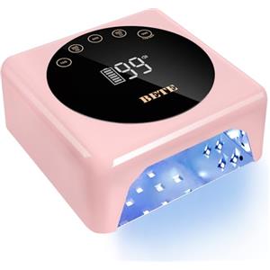 BETE Lampada per unghie a LED senza fili, UV ricaricabile da 78 W, con sensore a infrarossi e display LCD, asciuga unghie portatile con 5 impostazioni di timeout (Rosa)
