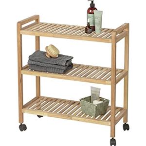 WENKO Carrello per la casa e il bagno Mod. Norway scaffale a 3 livelli per bagno, cucina e soggiorno su rotelle