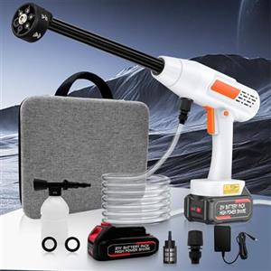 Housiwill Idropulitrice a Batteria con ugello 6 in 1, Idropulitrice Portatile Max. Pressione 435 PSI, con Blocco di Sicurezza, Serbatoio in Schiuma, per la Pulizia di Auto, Giardino