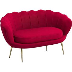 HOMCOM Divanetto 2 Posti in Tessuto Effetto Velluto, Piccolo Divanetto Vintage con Braccioli, Moderno, Seduta Imbottita per Camera da Letto e Soggiorno, 130x77x77cm, Rosso Scuro