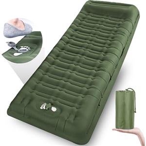 Airminti Materasso Autogonfiabile da Campeggio 12cm - Materassino Gonfiabile Ultraleggero con Pompa a Pedale e Cuscino, Letto da Esterno Impermeabile per Campeggio, Trekking e Spiaggia