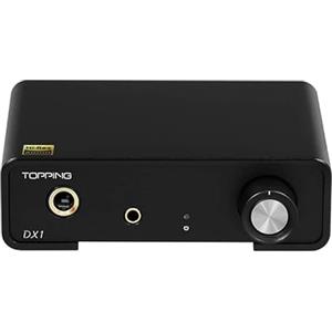 Fanmusic TOPPING DX1 Supporto fino a DSD256 e PCM384 THD+N <0,0002% XMOS XU208 AK4493S 2 impostazioni di guadagno Hi-Res Audio DAC e amplificatore per cuffie (nero)