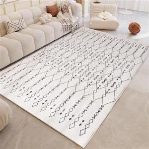 Leesentec Tappeto Soggiorno Tappeto Salotto Moderno Tappeti Pelo Corto per Camera da Letto Geometrico Tappeti Salotto Tappeto Antiscivolo beige (Beige/avorio, 80 * 120cm)