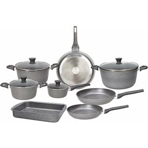 TOGNANA - Batteria Pentole 12 Pezzi in alluminio grigio Linea Phaetra Style
