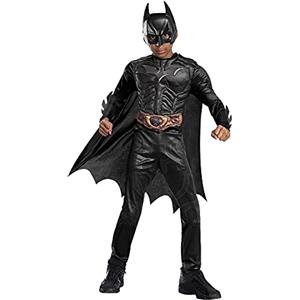 Rubie's, Costume Batman Black Line Bambino, Ideale per Halloween, Carnevale e Feste in Maschera, Comprende Tuta con Petto Muscoloso, Mantello e Maschera