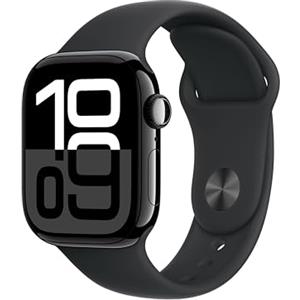 Apple Watch Series 10 GPS 42 mm Smartwatch con cassa in alluminio e cinturino Sport Loop Nero - S/M. Fitness tracker, app ECG, display Retina always-on, Carbon Neutral