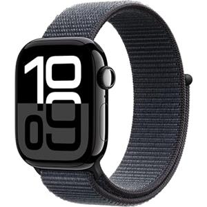 Apple Watch Series 10 GPS 42 mm Smartwatch con cassa in alluminio Jet Black e Sport Loop Inchiostro - One Size. Fitness tracker, app ECG, display Retina always-on, resistente all'acqua
