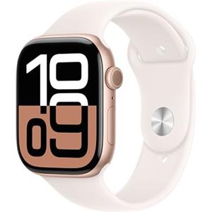 Apple Watch Series 10 GPS 46 mm Smartwatch con cassa in alluminio e cinturino Sport Loop Rosa fard - S/M. Fitness tracker, app ECG, display Retina always-on, Carbon Neutral