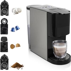 Princess Macchina Caffè Multi Capsule 5 in 1 - 19 bar - Adatta per diversi tipi di caffè - Nespresso, Dolce Gusto, Lavazza a Modo Mio e E.S.E. - 0.8 L - 1450 W - 249451
