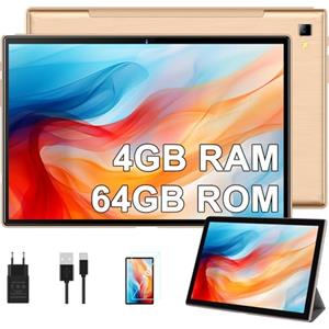 YESTEL Tablet 10 Pollici con 4GB RAM 64GB ROM (Espandibile fino a 1 TB), 5G+2.4G WIFI, Bluetooth, HD Tablet Android con 5MP+8MP Fotocamera, Octa-Core, Oro