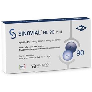 IBSA Sinovial HL 90 Siringa Intra-Articolare con Acido Ialuronico 4,5% - 2 ml per Osteoartrosi