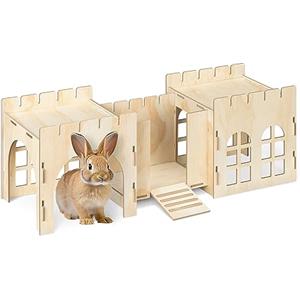 Navaris Castello Coniglio Legno - Casetta Conigli Gioco - Conigliera Casa - Tana Coniglio Nano Porcellino d'India Criceto Cincilla - Gabbia Roditori
