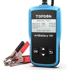 TOPDON ArtiBattery AB101 Tester Batteria 12V Analizzatore Digitale 100-2000 CCA Alternatore Strumento di Scansione Sistema di Avviamento e Ricarica per Auto SUV e Camion Leggeri