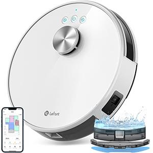 LEFANT Robot Aspirapolvere Lavapavimenti Con Mappatura 3 in 1,Multi Piano,Navigazione LiDAR,Zone Virtuali, 4000Pa Aspirapolvere Robot Collegato da Alexa/APP/WiFi, Ideale Per Peli di Animali,M1 Bianco