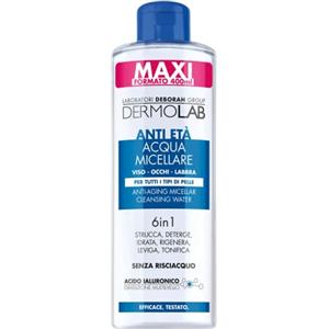 Dermolab - Acqua Micellare Struccante Viso Antiage 6 in 1, con Pool di Acido Ialuronico e Olio di Argan, Deterge e Nutre in Profondità, 400ml