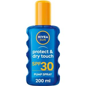 NIVEA SUN Crema Solare Spray Protect & Dry Touch SPF30 200 ml, Crema solare 30 trasparente e resistente all'acqua, Protezione solare 30 in pratico flacone in spray adatto per l'attività sportiva