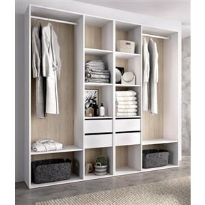 Dmora Guardaroba Grande Brento, Mobile Camera da Letto, Cabina portabiti, Armadio Appendiabiti, 196x45 h205 cm, Bianco e Rovere