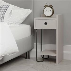 Dmora Comodino Rasalas, Comò Basso, Tavolino da Notte, Mensola da Letto, 32x30 h61 cm, Beige, Pannello truciolare melaminico 18mm