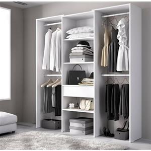Dmora - Guardaroba grande Bignone, Mobile camera da letto, Cabina armadio portabiti, Armadio appendiabiti aperto, 160x50 h187 cm, Bianco