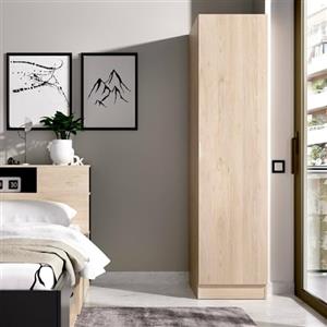 Dmora - Guardaroba Cusna, Mobile appendiabiti per camera da letto, Armadio a 1 anta singola, 41x52h184 cm, Rovere