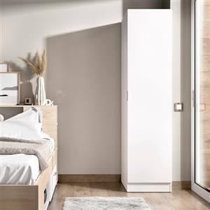 Dmora - Guardaroba Cusna, Mobile appendiabiti per camera da letto, Armadio a 1 anta singola, 41x52h184 cm, Bianco