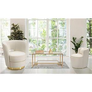 Dmora - Poltrona Bollate, Seduta imbottita, Divano singolo da salotto, Sedia con braccioli, 63 x 68 h69 cm, Crema e Oro