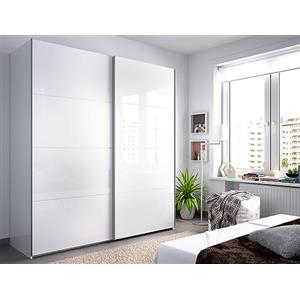 Dmora - Guardaroba 2 ante Saltoro, Mobile appendiabiti per camera da letto, Armadio multiuso, 180x65h204 cm, Bianco