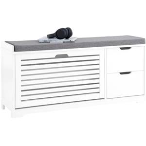 SoBuy Scarpiera con 2 cassetti Panca Scarpiera Portascarpe Con Seduta Bianco 110x30x52cm FSR185-W