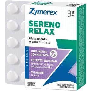 Wilco Farma Zymerex Sereno Relax - Integratore Alimentare con GABA, Vitamine B6 e B12, Estratti Vegetali per Rilassamento e Benessere Mentale - 45 Compresse