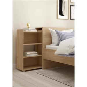 Dmora - Comodino Eponine, Comò basso, Tavolino da notte, Mensola da letto, 145x26 h80 cm, Rovere