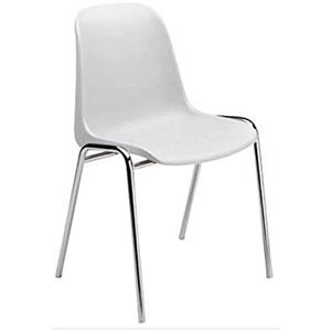 Dmora Sedia impilabile Moderna in Metallo e Polipropilene, per Sala da Pranzo, Cucina o Salotto, cm 57x49h78, Colore Bianco