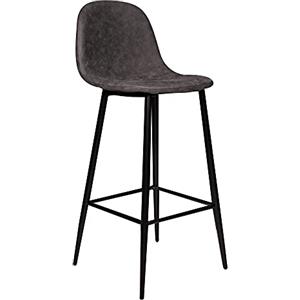 Dmora Sgabello alto da cucina in ecopelle con gambe in metallo, Sgabello con schienale per colazione, Sgabello comodo da bar, cm 44x43h106, colore Antracite