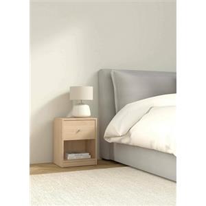 Dmora - Comodino Roxanne, Comò basso, Tavolino da notte, Mensola da letto, 38x30 h48 cm, Rovere