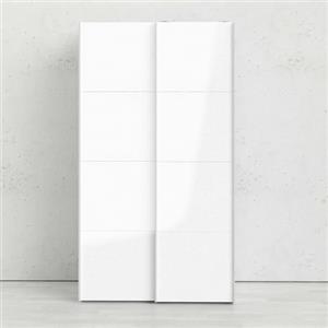 Dmora - Guardaroba 2 Ante Clarine, Mobile Camera da Letto, Cabina Armadio portabiti, Armadio Appendiabiti, 122x62 h220 cm, Bianco Lucido