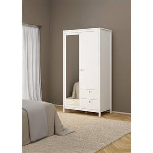 Dmora - Guardaroba 2 ante Ghislaine, Mobile camera da letto, Cabina armadio portabiti, Armadio appendiabiti, 102x58 h199 cm, Bianco