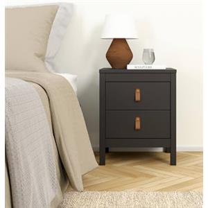 Dmora - Comodino Janette, Comò basso, Tavolino da notte, Mensola da letto, 44x38 h54 cm, Nero
