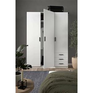 Dmora - Guardaroba 3 ante Thea, Mobile camera da letto, Cabina armadio portabiti, Armadio appendiabiti, 147x50 h200 cm, Bianco