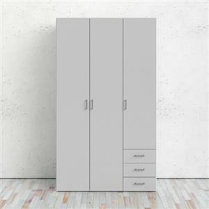 Dmora - Guardaroba 3 ante Suzette, Mobile camera da letto, Cabina armadio portabiti, Armadio appendiabiti, 116x50 h200 cm, Bianco lucido
