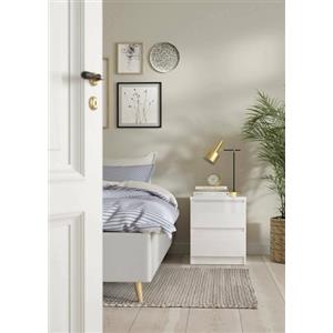 Dmora - Comodino Chelle, Comò basso, Tavolino da notte, Mensola da letto, 50x40 h50 cm, Bianco lucido