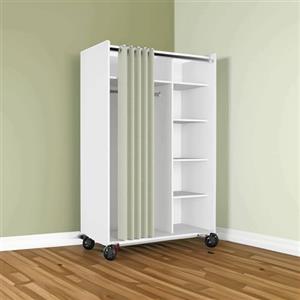 Dmora - Guardaroba grande Claudine, Mobile camera da letto, Cabina armadio portabiti, Armadio appendiabiti, 100x48 h160 cm, Bianco