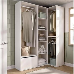 Dmora - Guardaroba grande Cadria, Mobile camera da letto, Cabina armadio portabiti, Armadio appendiabiti, 145x85 h205 cm, Bianco e Rovere