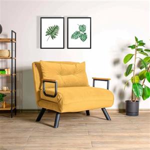 Dmora Poltrona Quaoar, Seduta Imbottita, Divano Singolo da Salotto, Sedia con braccioli, 60x78 h78 cm, Giallo, Metallo, Tessuto