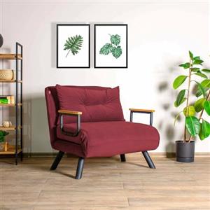 Dmora Poltrona Quaoar, Seduta Imbottita, Divano Singolo da Salotto, Sedia con braccioli, 60x78 h78 cm, Rosso, Metallo, Tessuto
