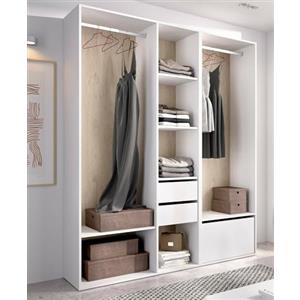 Dmora - Guardaroba grande Breda, Mobile camera da letto, Cabina armadio portabiti, Armadio appendiabiti aperto, 158x45 h205 cm, Bianco e Rovere