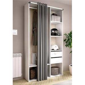 Dmora Guardaroba Grande Borla, Mobile Camera da Letto, Cabina portabiti, Armadio Appendiabiti, 98x53 h205 cm, Bianco e Rovere