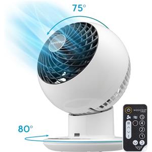 Iris Ohyama Woozoo, 30m², Ventilatore da Tavolo, Ufficio Fan, Bianco, Telecomando, Silenzioso, Oscillazione, Per Camera, Soggiorno, Cucina, Circolatore d'Aria, Raffreddamento, Potente, PCF-SC15T