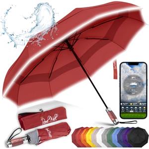 Royal Walk Ombrello Pieghevole Antivento Da Pioggia Compatto E Forte Lussuoso Vero Manico Di Legno Ombrello Portatile Automatico Aperto Chiuso Resistenti Ventilato Doppio Baldacchino Per Uomo e Donna