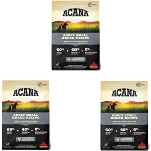 Acana Adult Small Breed Recipe | Confezione Tripla | 3 x 340 g | Crocchette per cani adulti di piccole razze | Contiene carne di pollo fresca, sogliola selvaggia e uova