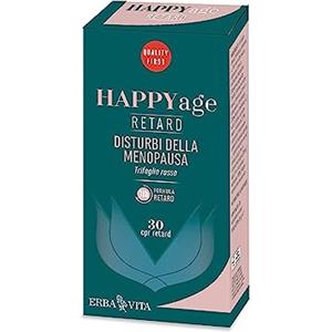 ERBA VITA Happy Age Retard integratore alimentare a base di estratti vegetali e vitamina D3, è un supporto naturale per il corpo durante il passaggio alla menopausa - Formato 30 Compresse