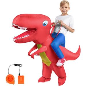 AOOWU Costume Gonfiabile, Costumi Gonfiabili Bambin Travestimento Gonfiabile, Dinosauro Gonfiabile Costumi Divertenti per Insegnanti Scuola Festa di Halloween, Carnevale(Rosso)